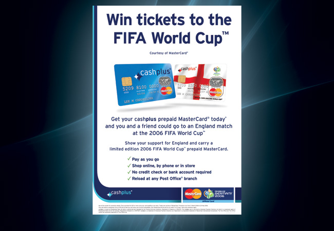 World Cup Poster Campaign promoting the 'cashplus' MasterCard